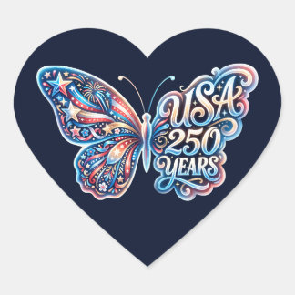 Schmetterling zum 250. Jubiläum der USA Herz-Aufkleber