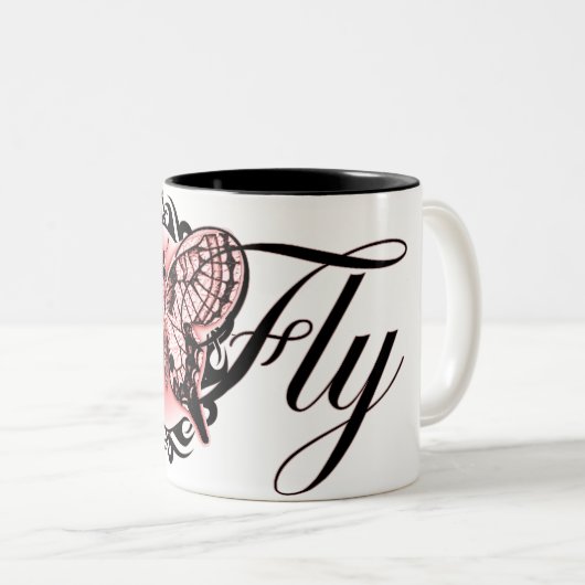 Schmetterling. Zweifarbige Tasse (VorderseiteRechts)