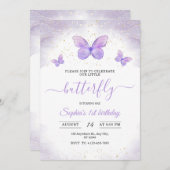 Schmetterlinge 1. Geburtstag Einladung Mädchen Geb (Vorne/Hinten)