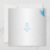 Schmetterlinge 21. Geburtstag Party Blau Weiß Einladung (Rückseite)