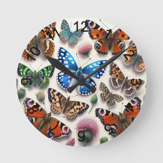 Schmetterlinge 2 runde wanduhr (Vorderseite)