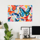 Schmetterlinge abstrakte Malerei. Poster (Heimbüro)