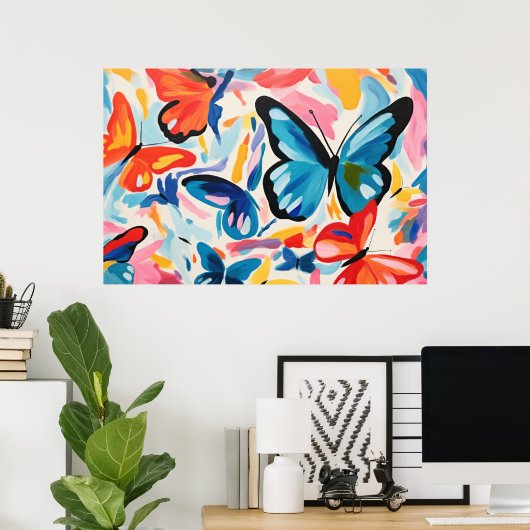 Schmetterlinge abstrakte Malerei. Poster (Heimbüro)