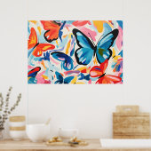 Schmetterlinge abstrakte Malerei. Poster (Küche)
