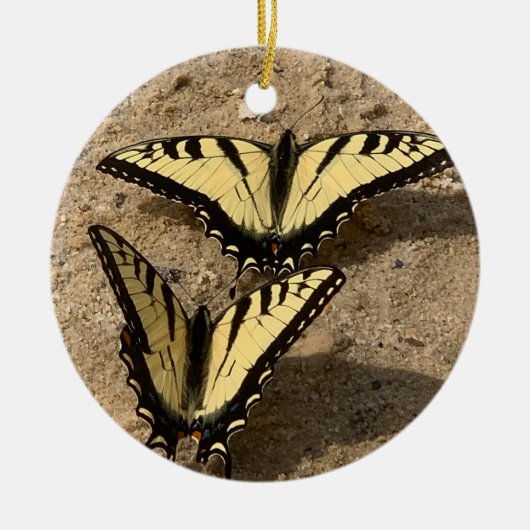 Schmetterlinge am Strand Keramik Ornament (Vorne)