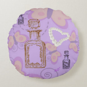 Schmetterlinge, Apothekenpfeifen und Perlen, Rundk Rundes Kissen