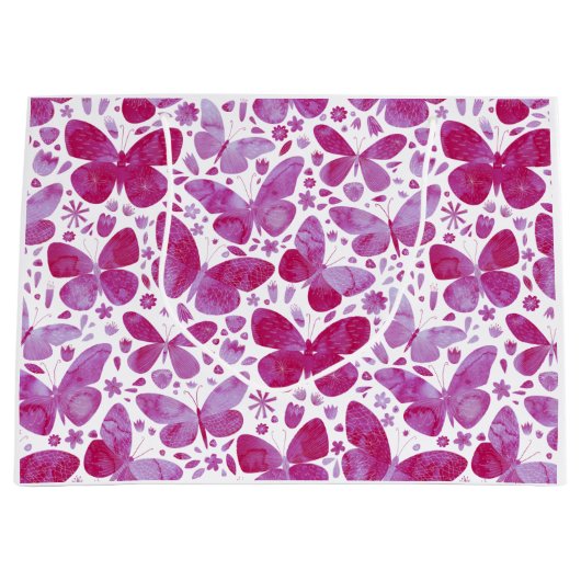 Schmetterlinge Aquarellpinsel Große Geschenktüte (Vorderseite)