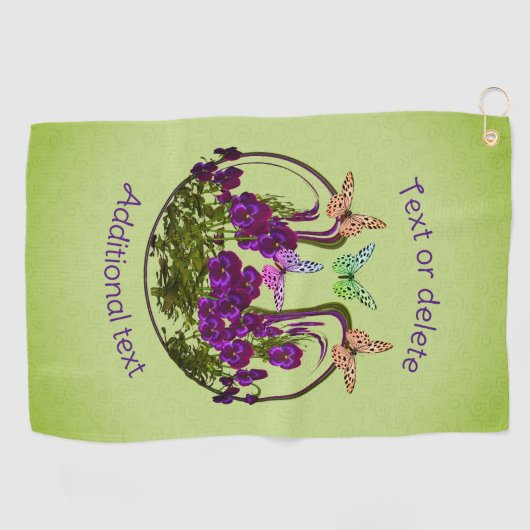 Schmetterlinge auf Abstrakter Blume Personalisiert Golfhandtuch (Horizontal)
