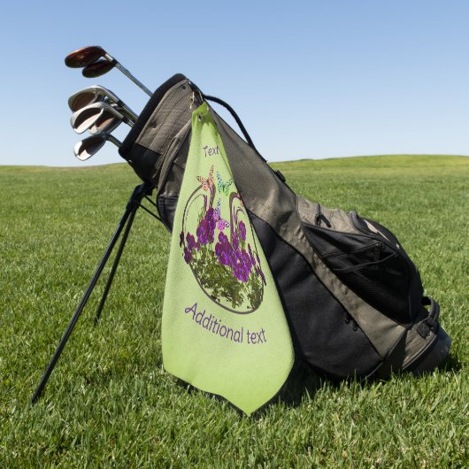 Schmetterlinge auf Abstrakter Blume Personalisiert Golfhandtuch (Gras)