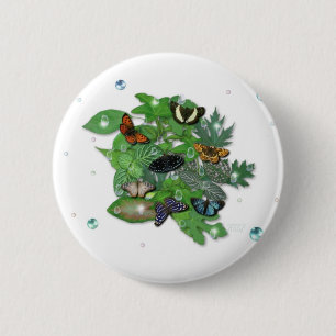 Schmetterlinge auf Blätter Button