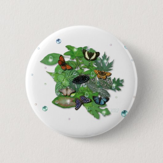 Schmetterlinge auf Blätter Button (Vorderseite)
