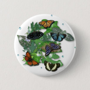 Schmetterlinge auf Blätter Button