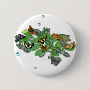Schmetterlinge auf Blätter Button