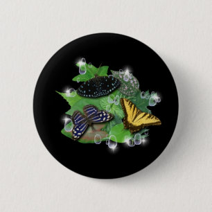 Schmetterlinge auf Blätter Button