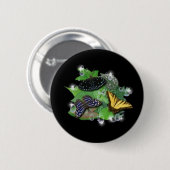 Schmetterlinge auf Blätter Button (Vorne & Hinten)