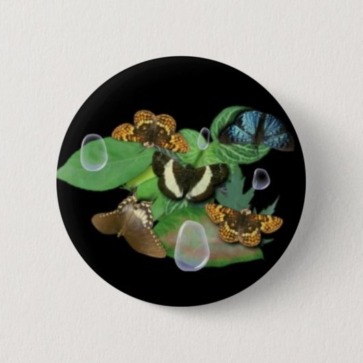 Schmetterlinge auf Blätter Button (Vorderseite)