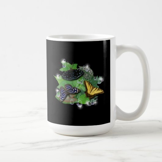 Schmetterlinge auf Blätter Kaffeetasse (Rechts)