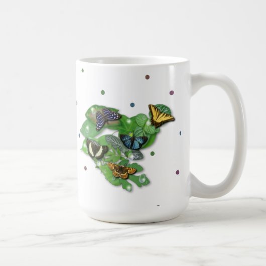 Schmetterlinge auf Blätter Kaffeetasse (Rechts)