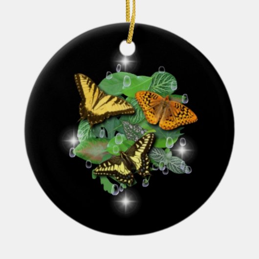 Schmetterlinge auf Blätter Keramik Ornament (Vorne)