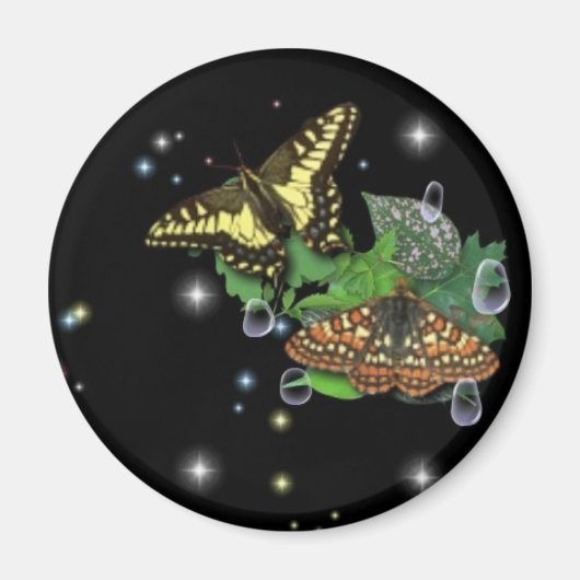 Schmetterlinge auf Blätter Magnet (Vorne)