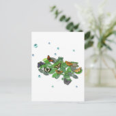 Schmetterlinge auf Blätter Postkarte (Stehend Vorderseite)