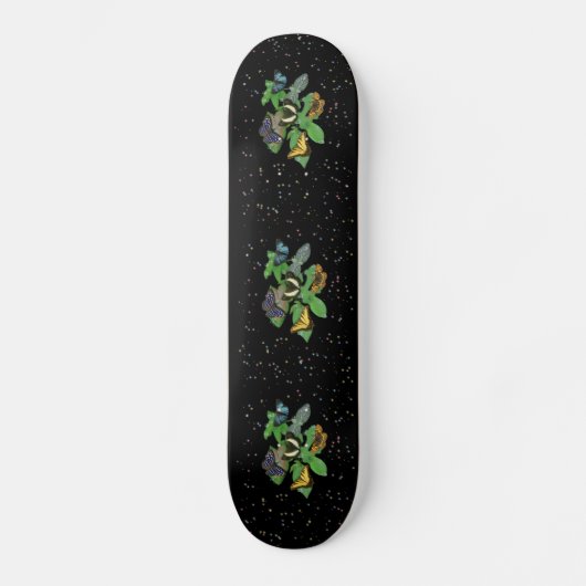 Schmetterlinge auf Blätter Skateboard (Vorderseite)