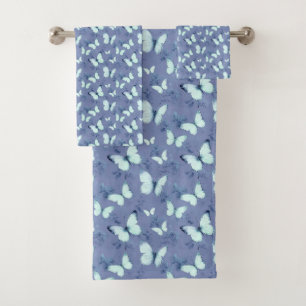 Schmetterlinge auf blau badhandtuch set