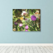 Schmetterlinge auf Blume Foto Single Print Leinwanddruck (Insitu (Holzboden))