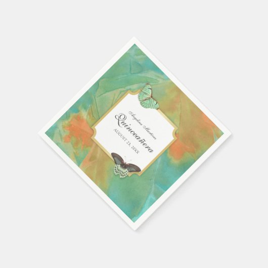 Schmetterlinge auf den südwestlichen Farben Quince Serviette (Ecke)