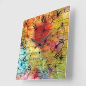 Schmetterlinge auf einem farbenfrohen rustikalen H Quadratische Wanduhr (Winkel)