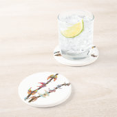 Schmetterlinge auf einem Zweig Sandstein Untersetzer (Seite)