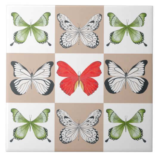 Schmetterlinge auf einer Keramik (C) Fliese (Vorderseite)