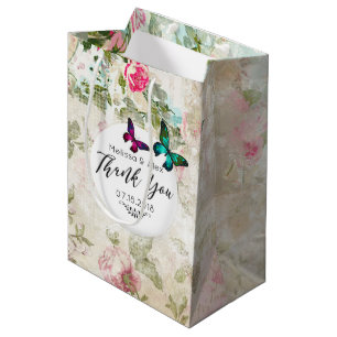 Schmetterlinge auf einer Shabby Vintag Collage Hoc Mittlere Geschenktüte