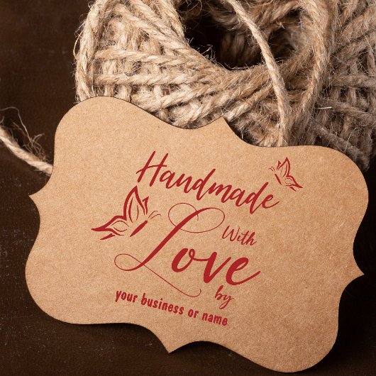 Schmetterlinge auf Handarbeit mit Liebe Zitat Gummistempel