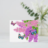 Schmetterlinge auf Lilacs Postkarte (Stehend Vorderseite)