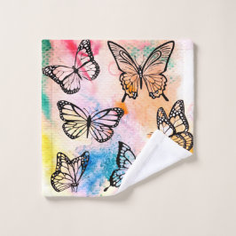 Schmetterlinge auf mehrfarbigem Hintergrund Waschlappen