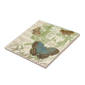 Schmetterlinge auf Noten mit Blumendesign Fliese (Seite)