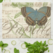Schmetterlinge auf Noten mit Blumendesign Handtuch (Gefaltet)