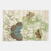 Schmetterlinge auf Noten mit Blumendesign Handtuch (Horizontal)