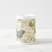 Schmetterlinge auf Noten mit Blumendesign Porzellantasse (Vorderseite)