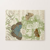 Schmetterlinge auf Noten mit Blumendesign Puzzle (Horizontal)