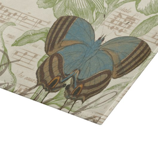 Schmetterlinge auf Noten mit Blumendesign Schneidebrett (Ecke)