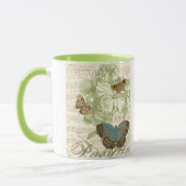 Schmetterlinge auf Noten mit Blumendesign Tasse (Links)
