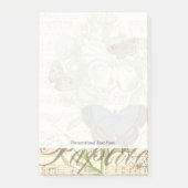 Schmetterlinge auf Noten mit Blumenmuster Post-it Klebezettel (Vorderseite)