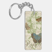 Schmetterlinge auf Noten mit Blumenmuster Schlüsselanhänger (Vorderseite links)
