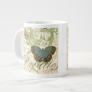 Schmetterlinge auf Notenpapier mit Blumendesign Jumbo-Tasse