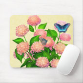 Schmetterlinge auf rosa Hydrangeas Mousepad (Mit Mouse)