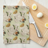 Schmetterlinge auf Vintagem Grün Geschirrtuch (Viertel Falte)