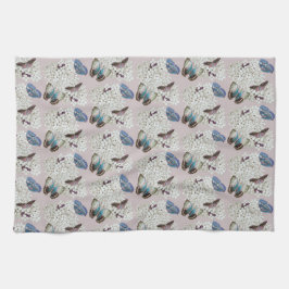 Schmetterlinge auf Vintagem Lavendel Geschirrtuch