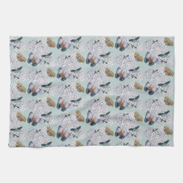 Schmetterlinge auf weichem aquamarin geschirrtuch